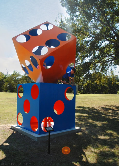 Cube sculpture in the park